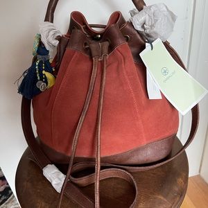 SUNDANCE Anabaglish Rowan Suede & Leather Color Paprika Rust Bucket Bag